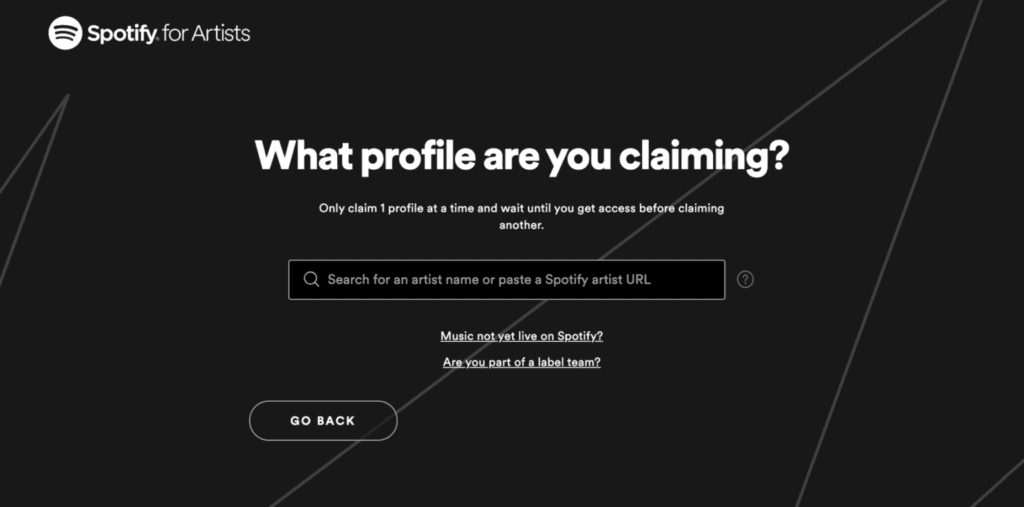 Spotify for artists claim profile
