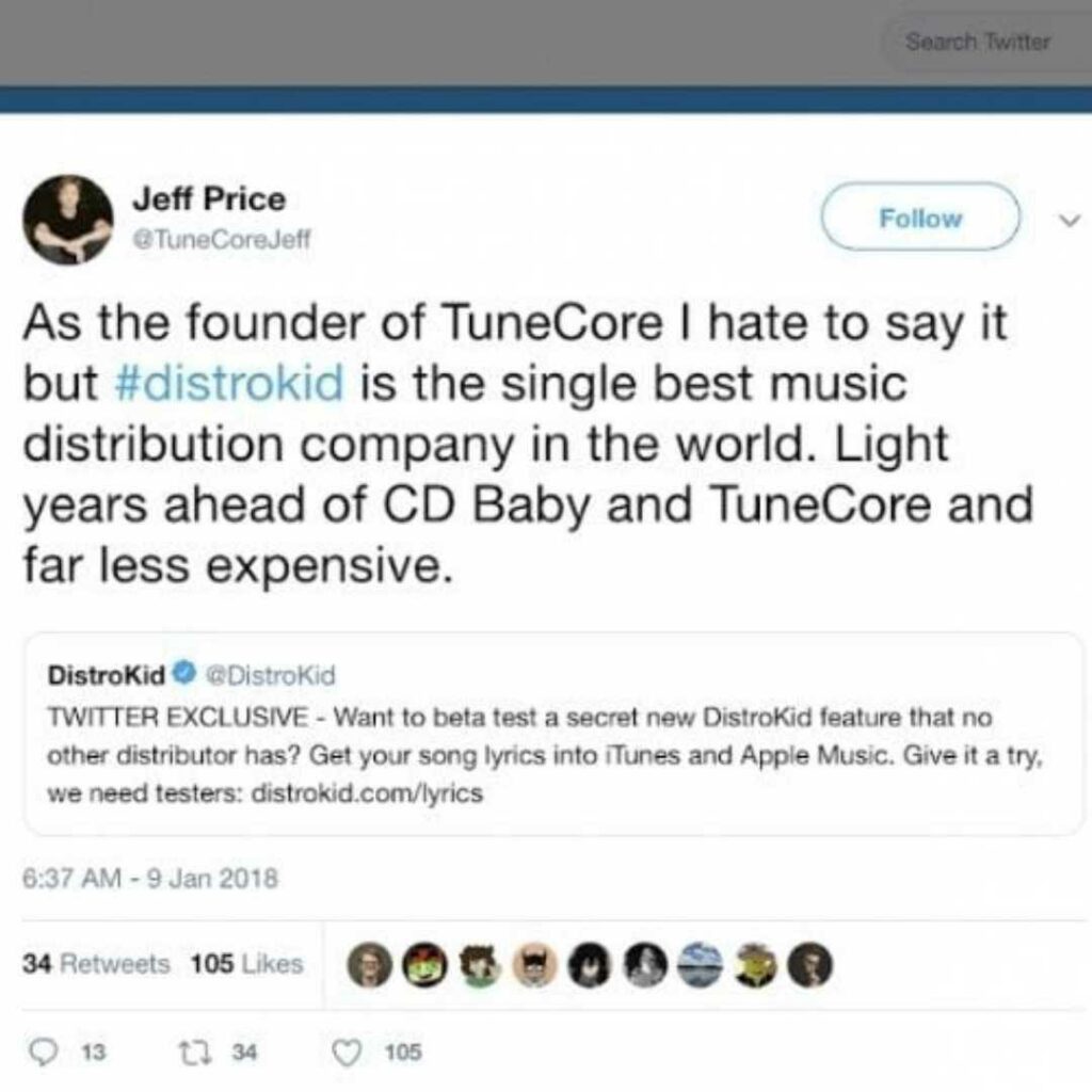 Jeff Price - Quote - TuneCore-DistroKid